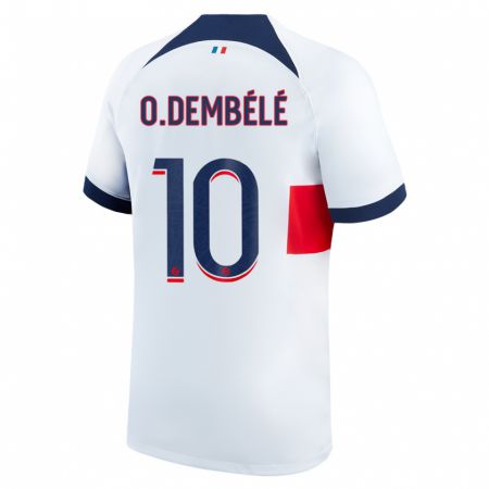 Kandiny Kinder Ousmane Dembélé #10 Weiß Auswärtstrikot Trikot 2023/24 T-Shirt