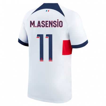 Kandiny Kinder Marco Asensio #11 Weiß Auswärtstrikot Trikot 2023/24 T-Shirt