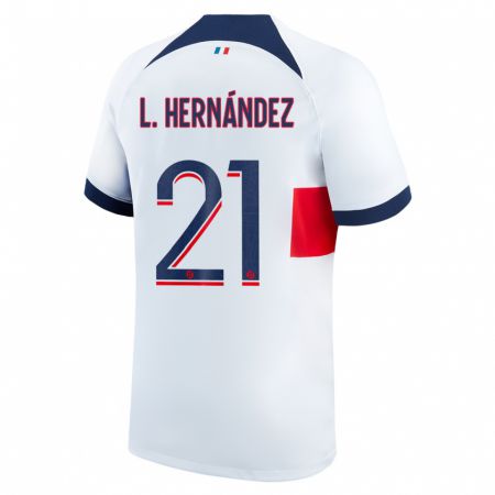 Kandiny Kinder Lucas Hernández #21 Weiß Auswärtstrikot Trikot 2023/24 T-Shirt