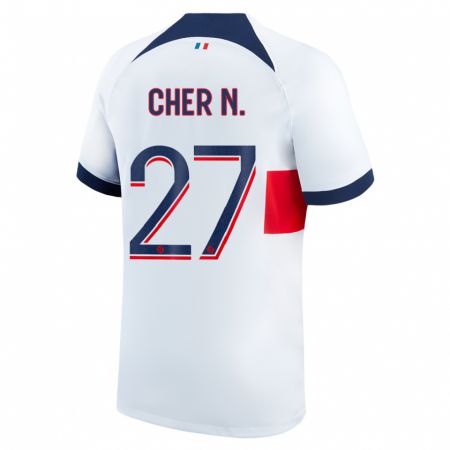Kandiny Kinder Cher Ndour #27 Weiß Auswärtstrikot Trikot 2023/24 T-Shirt