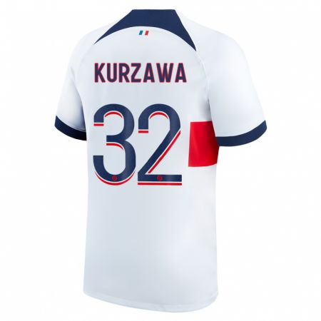 Kandiny Kinder Layvin Kurzawa #32 Weiß Auswärtstrikot Trikot 2023/24 T-Shirt