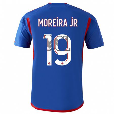 Kandiny Kinder Diego Moreira #0 Blau Rot Auswärtstrikot Trikot 2023/24 T-Shirt