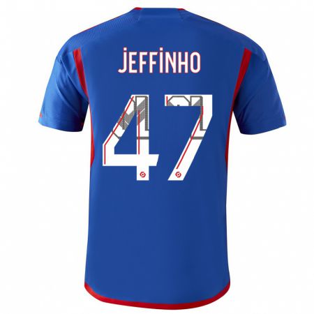 Kandiny Kinder Jeffinho #47 Blau Rot Auswärtstrikot Trikot 2023/24 T-Shirt