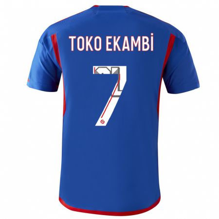 Kandiny Kinder Karl Toko Ekambi #7 Blau Rot Auswärtstrikot Trikot 2023/24 T-Shirt