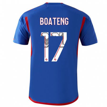 Kandiny Kinder Jerome Boateng #17 Blau Rot Auswärtstrikot Trikot 2023/24 T-Shirt