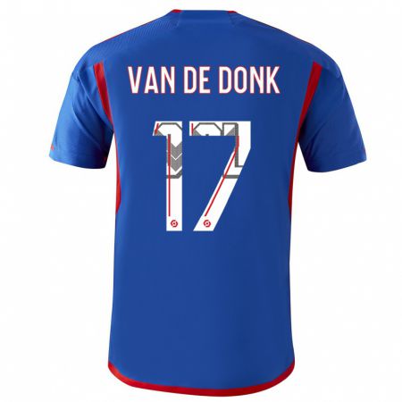 Kandiny Kinder Danielle Van De Donk #17 Blau Rot Auswärtstrikot Trikot 2023/24 T-Shirt