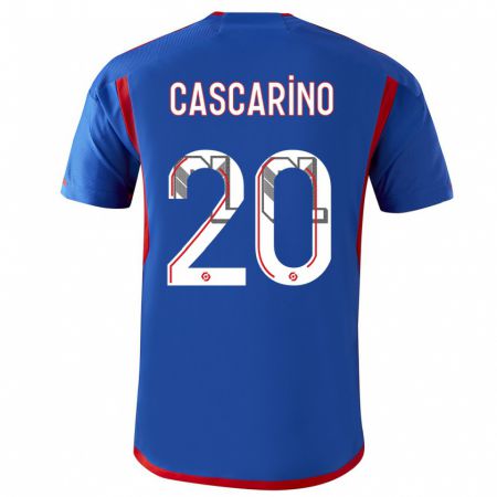 Kandiny Kinder Delphine Cascarino #20 Blau Rot Auswärtstrikot Trikot 2023/24 T-Shirt