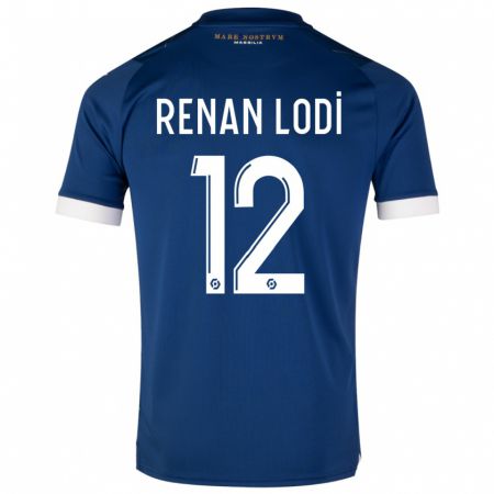 Kandiny Kinder Renan Lodi #12 Dunkelblau Auswärtstrikot Trikot 2023/24 T-Shirt