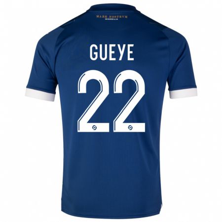 Kandiny Kinder Pape Gueye #22 Dunkelblau Auswärtstrikot Trikot 2023/24 T-Shirt
