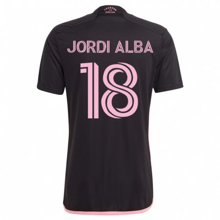 Kandiny Kinder Jordi Alba #18 Schwarz Auswärtstrikot Trikot 2023/24 T-Shirt