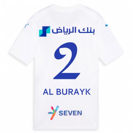 Kandiny Kinder Mohammed Al-Burayk #2 Weiß Auswärtstrikot Trikot 2023/24 T-Shirt
