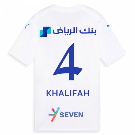 Kandiny Kinder Khalifah Al-Dawsari #4 Weiß Auswärtstrikot Trikot 2023/24 T-Shirt