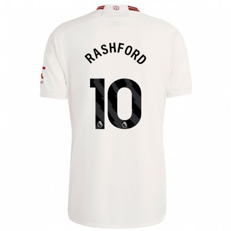 Kandiny Kinder Marcus Rashford #10 Weiß Ausweichtrikot Trikot 2023/24 T-Shirt
