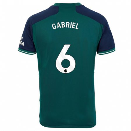 Kandiny Kinder Gabriel Magalhães #6 Grün Ausweichtrikot Trikot 2023/24 T-Shirt
