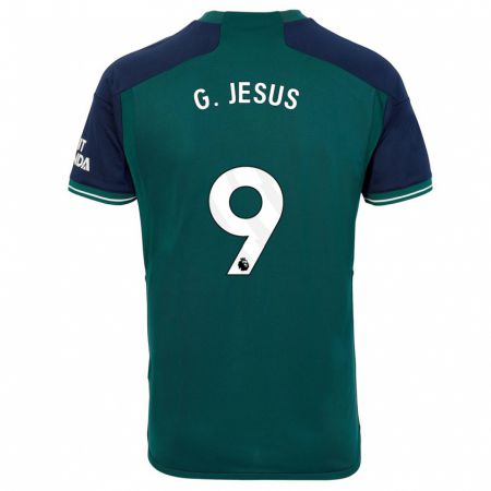 Kandiny Kinder Gabriel Jesus #9 Grün Ausweichtrikot Trikot 2023/24 T-Shirt