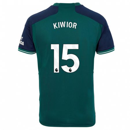 Kandiny Kinder Jakub Kiwior #15 Grün Ausweichtrikot Trikot 2023/24 T-Shirt