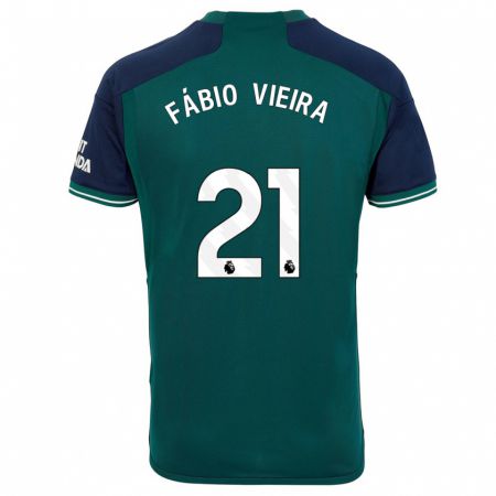 Kandiny Kinder Fábio Vieira #21 Grün Ausweichtrikot Trikot 2023/24 T-Shirt