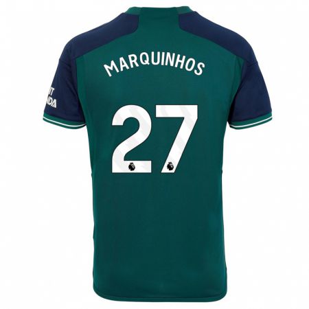 Kandiny Kinder Marquinhos #27 Grün Ausweichtrikot Trikot 2023/24 T-Shirt
