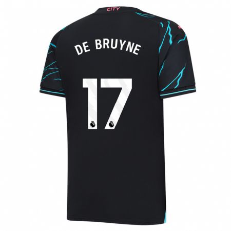 Kandiny Kinder Kevin De Bruyne #17 Dunkelblau Ausweichtrikot Trikot 2023/24 T-Shirt