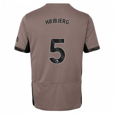 Kandiny Kinder Pierre-Emile Højbjerg #5 Dunkelbeige Ausweichtrikot Trikot 2023/24 T-Shirt