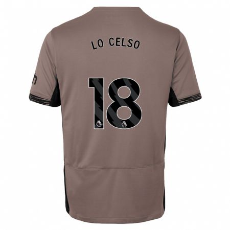 Kandiny Kinder Giovani Lo Celso #18 Dunkelbeige Ausweichtrikot Trikot 2023/24 T-Shirt