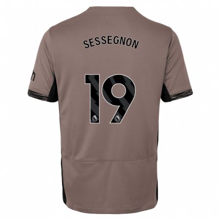 Kandiny Kinder Ryan Sessegnon #19 Dunkelbeige Ausweichtrikot Trikot 2023/24 T-Shirt