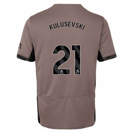 Kandiny Kinder Dejan Kulusevski #21 Dunkelbeige Ausweichtrikot Trikot 2023/24 T-Shirt