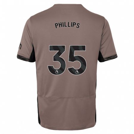 Kandiny Kinder Ashley Phillips #35 Dunkelbeige Ausweichtrikot Trikot 2023/24 T-Shirt