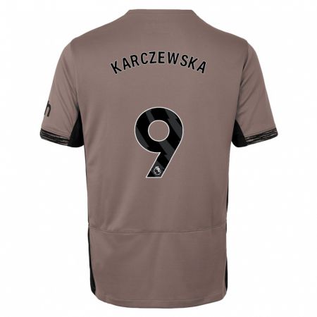 Kandiny Kinder Nikola Karczewska #9 Dunkelbeige Ausweichtrikot Trikot 2023/24 T-Shirt