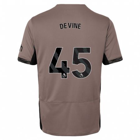 Kandiny Kinder Alfie Devine #45 Dunkelbeige Ausweichtrikot Trikot 2023/24 T-Shirt