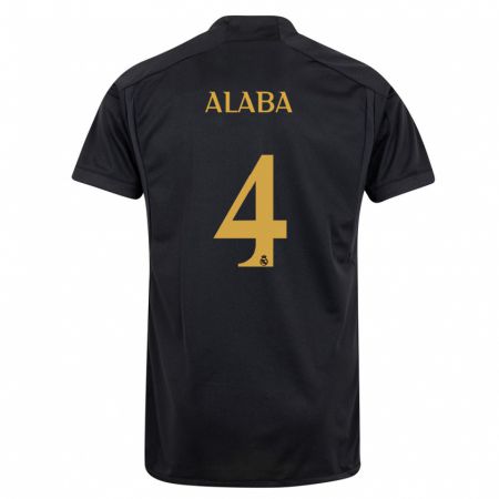 Kandiny Kinder David Alaba #4 Schwarz Ausweichtrikot Trikot 2023/24 T-Shirt