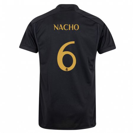 Kandiny Kinder Nacho Fernández #6 Schwarz Ausweichtrikot Trikot 2023/24 T-Shirt
