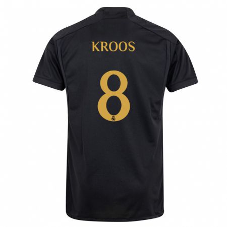 Kandiny Kinder Toni Kroos #8 Schwarz Ausweichtrikot Trikot 2023/24 T-Shirt