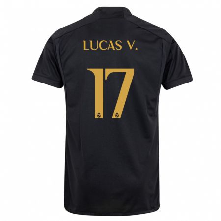 Kandiny Kinder Lucas Vázquez #17 Schwarz Ausweichtrikot Trikot 2023/24 T-Shirt