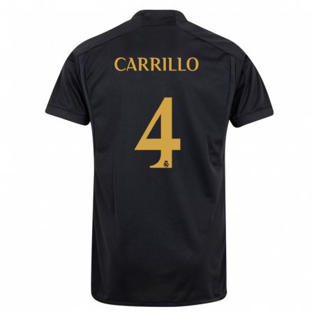Kandiny Kinder Álvaro Carrillo #4 Schwarz Ausweichtrikot Trikot 2023/24 T-Shirt