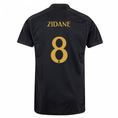 Kandiny Kinder Théo Zidane #8 Schwarz Ausweichtrikot Trikot 2023/24 T-Shirt