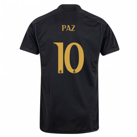 Kandiny Kinder Nico Paz #10 Schwarz Ausweichtrikot Trikot 2023/24 T-Shirt