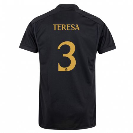 Kandiny Kinder Teresa Abelleira #3 Schwarz Ausweichtrikot Trikot 2023/24 T-Shirt