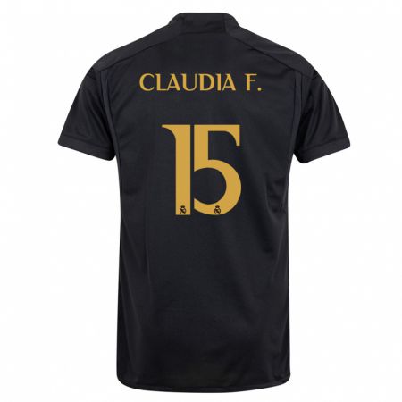Kandiny Kinder Claudia Florentino #15 Schwarz Ausweichtrikot Trikot 2023/24 T-Shirt