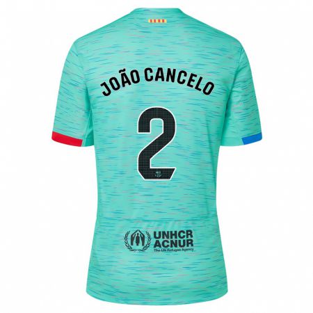 Kandiny Kinder João Cancelo #2 Helles Aqua Ausweichtrikot Trikot 2023/24 T-Shirt