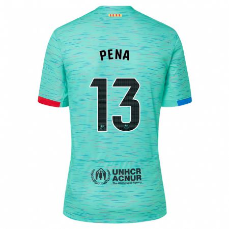 Kandiny Kinder Iñaki Peña #13 Helles Aqua Ausweichtrikot Trikot 2023/24 T-Shirt
