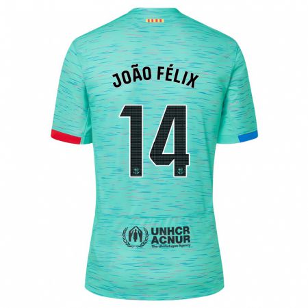 Kandiny Kinder João Félix #14 Helles Aqua Ausweichtrikot Trikot 2023/24 T-Shirt