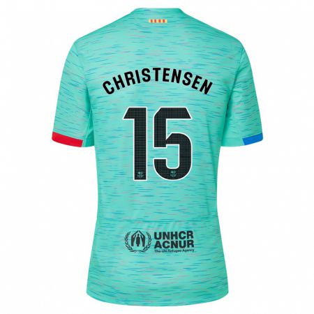 Kandiny Kinder Andreas Christensen #15 Helles Aqua Ausweichtrikot Trikot 2023/24 T-Shirt