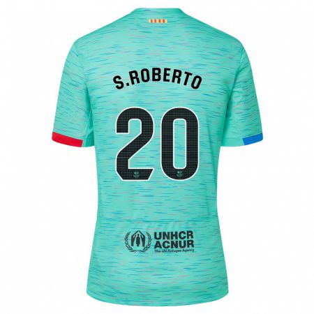 Kandiny Kinder Sergi Roberto #20 Helles Aqua Ausweichtrikot Trikot 2023/24 T-Shirt