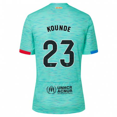 Kandiny Kinder Jules Koundé #23 Helles Aqua Ausweichtrikot Trikot 2023/24 T-Shirt