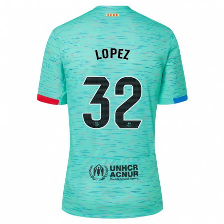 Kandiny Kinder Fermín López #32 Helles Aqua Ausweichtrikot Trikot 2023/24 T-Shirt