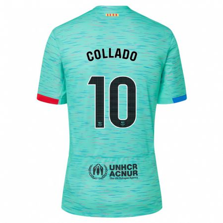 Kandiny Kinder Alex Collado #10 Helles Aqua Ausweichtrikot Trikot 2023/24 T-Shirt