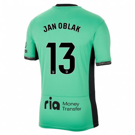 Kandiny Kinder Jan Oblak #13 Frühlingsgrün Ausweichtrikot Trikot 2023/24 T-Shirt