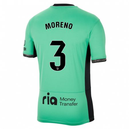 Kandiny Kinder Marco Moreno #3 Frühlingsgrün Ausweichtrikot Trikot 2023/24 T-Shirt