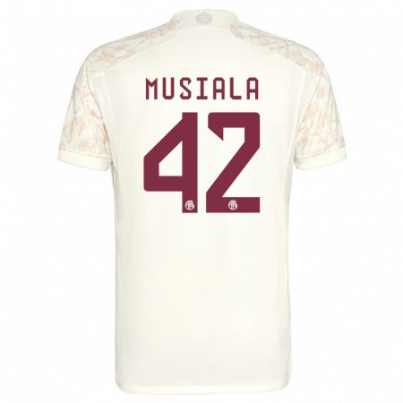 Kandiny Kinder Jamal Musiala #42 Cremefarben Ausweichtrikot Trikot 2023/24 T-Shirt